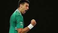 FILE PHOTO: Tennis - Australian Open - Melbourne Park, Melbourne, Australia, February 16, 2021 Serbia's Novak Djokovic celebrates winning the third set during his quarter final match against Germany's Alexander Zverev REUTERS/Asanka Brendon Ratnayake/File Photo
