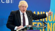 Prime Minister Boris Johnson speaking during the CBI annual conference, at the Port of Tyne, in South Shields. Picture date: Monday November 22, 2021.
