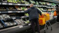 File photo dated 15/10/21 of shoppers in the fruit and vegetables section of a branch of Sainsbury's in London