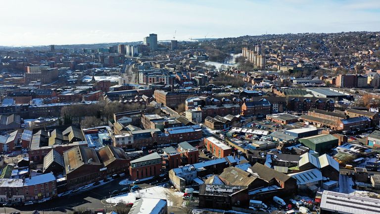 Aerial view of Sheffield city centre