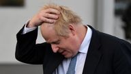 Boris Johnson during a visit to Warszawska Brygada Pancerna military base near Warsaw