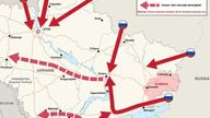 The MoD, via @DefenceHQ, has released a graphic showing Vladimir Putin's possible 