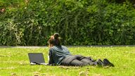 A student in a public park in Cardiff