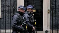 Armed police forces patrol in front of 10 Downing Street in London, Wednesday, Jan. 26, 2022. Britain's Prime Minister Boris Johnson is bracing for the conclusions of an investigation into allegations of lockdown-breaching parties, a document that could help him end weeks of scandal and discontent, or bring his time in office to an abrupt close. (AP Photo/Matt Dunham)

PIC:AP
