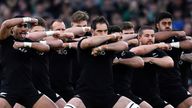 The New Zealand All blacks performing the haka 