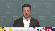 Ukraine Volodymyr  Zelenskyy speaks at a press conference - sky news grabs 