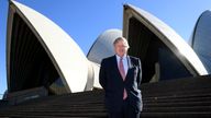 British Foreign Secretary Boris Johnson stands on the steps of the Sydney Opera House during an official visit in Sydney, Australia, July 26, 2017. REUTERS/Dan Himbrechts/Pool
