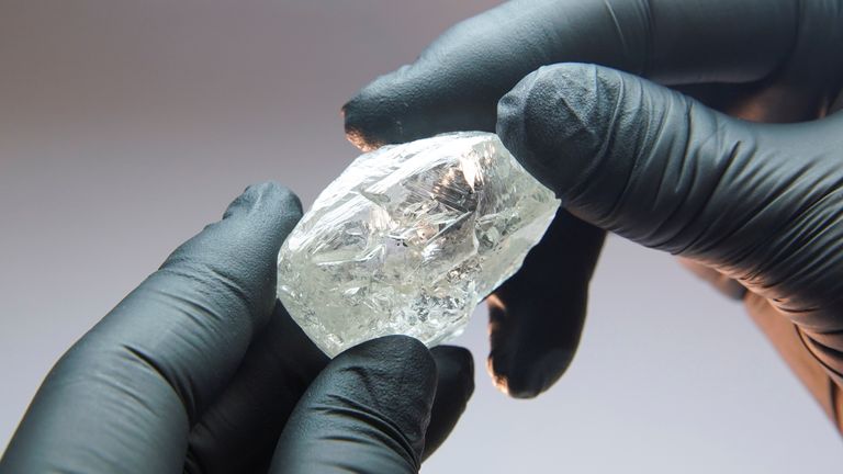 Russia is one of the biggest diamond producers. This 242-carat rough diamond from 2021 is one of the biggest the state-run Alrosa has mined this century