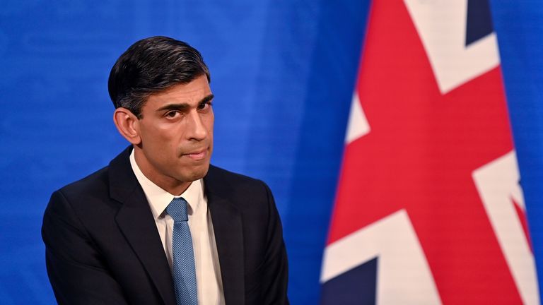 Chancellor Rishi Sunak speaking at a press conference in Downing Street, London. Picture date: Thursday February 3, 2022.