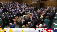 MPs in the House of Commons, London, give a standing ovation to Ambassador of Ukraine to the UK Vadym Prystaiko who was sitting in the public gallery. Picture date: Wednesday March 2, 2022.