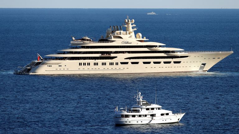 The Dilbar, owned by Russian oligarch Alisher Usmanov, seen in Monaco in 2017