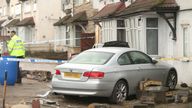 The car crashed into a house in Neasden, northwest London 