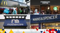 Mothercare, Macondald's, Marks and Spencer and Starbucks