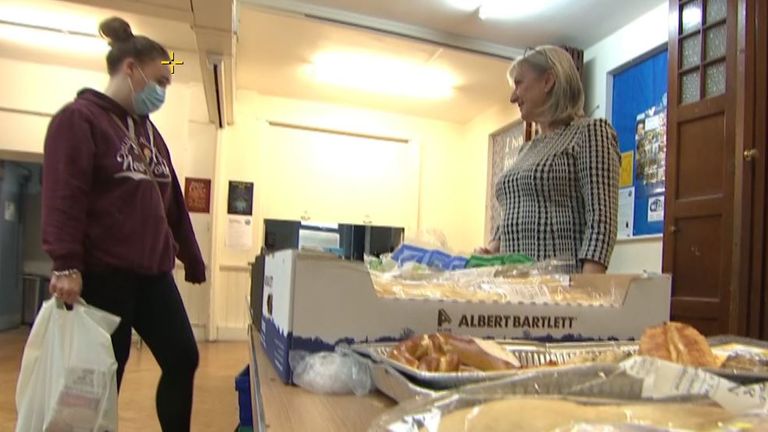 'It's not just the people on Universal Credit' who are using the foodbank, Sue Sibany-King (R) says