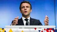 French President Emmanuel Macron gives a news conference at the end of a special meeting of the European Council in light of Russia's aggression against Ukraine, in Brussels, Belgium, February 25, 2022. Olivier Hoslet/Pool via REUTERS
