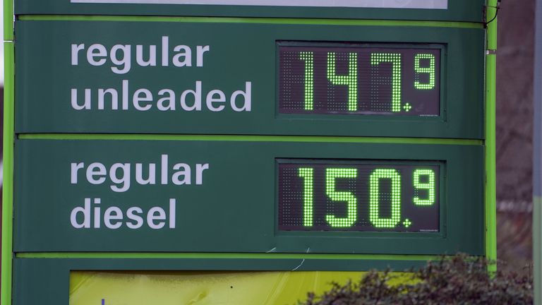 A BP petrol station in Reading, Berkshire. British drivers are facing even greater bills as petrol and diesel prices have reached a new record high. Picture date: Monday February 14, 2022.
