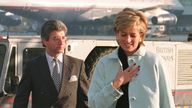 File photo dated 11/12/95 of the Princess of Wales and her Private Secretary, Patrick Jephson, at Heathrow Airport. The BBC said it has paid Diana, Princess of Wales' private secretary Patrick Jephson a 