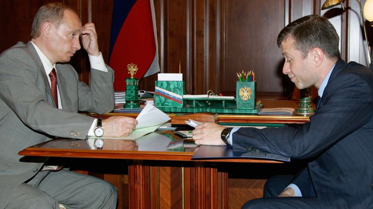 Russian President Vladimir Putin meets with Chukotka region governor and owner of Chelsea soccer club Roman Abramovich in Moscow. Russian President Vladimir Putin (L) meets with Chukotka region governor and owner of Chelsea soccer club Roman Abramovich in the Moscow Kremlin, May 27, 2005. At the beginning of the meeting, Abramovich noted that the region's gross product grew by 400% and the average salary reached 19,000 rubles during his term in office.