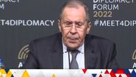 Russian Foreign Minister Sergei Lavrov attends a news conference