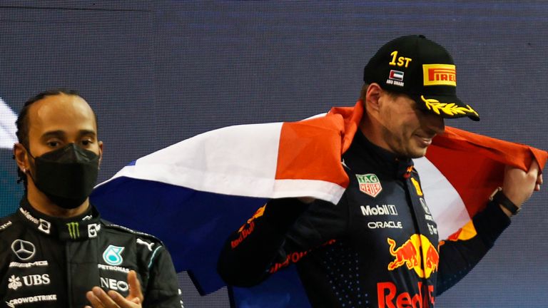 Max Verstappen (R) has won the F1 world championship after beating Lewis Hamilton in the Abu Dhabi Grand Prix