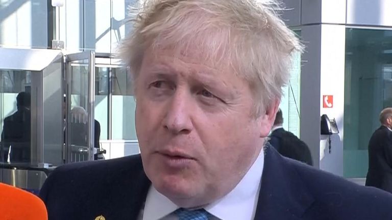 Boris Johnson arrives in Brussels for NATO talks on Russia and Ukraine