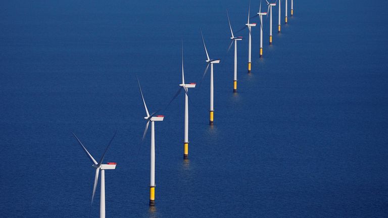 FILE PHOTO: General view of the Walney Extension offshore wind farm operated by Orsted off the coast of Blackpool, Britain September 5, 2018. REUTERS/Phil Noble//File Photo
