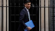 Rishi Sunak  poses for the media as he leaves 11 Downing Street for the House of Commons where he will later deliver the Spring Statement to the house in London,  Wednesday, March 23, 2022.  (AP Photo/Alastair Grant).. 
PIC:AP