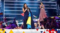 Ukraine's Jamala reacts on winning the Eurovision Song Contest final at the Ericsson Globe Arena in Stockholm, Sweden, May 14, 2016. TT News Agency/Maja Suslin/via REUTERS ?ATTENTION EDITORS - THIS IMAGE WAS PROVIDED BY A THIRD PARTY. FOR EDITORIAL USE ONLY. SWEDEN OUT. NO COMMERCIAL OR EDITORIAL SALES IN SWEDEN.