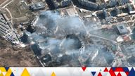 A satellite image shows burning apartment buildings in Mariupol, Ukraine, March 19, 2022. Satellite image ..2022 Maxar Technologies/Handout via REUTERS ATTENTION EDITORS - THIS IMAGE HAS BEEN SUPPLIED BY A THIRD PARTY. MANDATORY CREDIT. NO RESALES. NO ARCHIVES. DO NOT OBSCURE LOGO. 