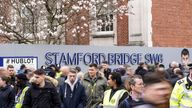 Fans arrive at Stamford Bridge ahead of Chelsea's Premier League match with Newcastle United on 13 March 13, 2022