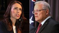 Jacinda Ardern and Scott Morrison. Pics: Reuters/AP