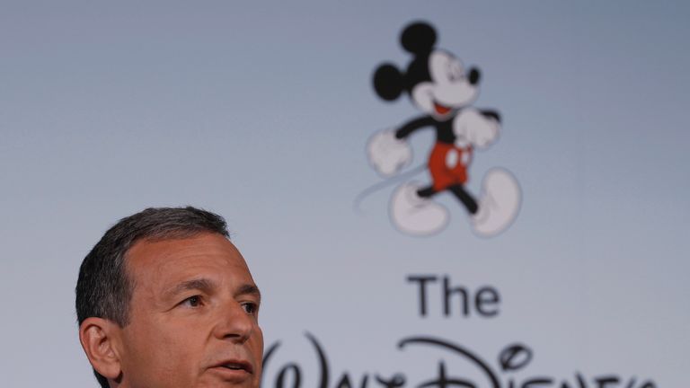 Walt Disney Company Chairman and Chief Executive Officer Bob Iger announces Disney's new standards for food advertising on their programming targeting kids and families at the Newseum in Washington June 5, 2012.