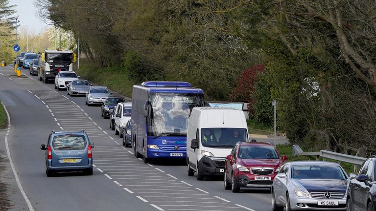 Heavy traffic on the A20, near Ashford in Kent, as drivers seek to avoid Operation Brock on the M20, as freight delays continue at the Port of Dover, in Kent, where P&O ferry services remain suspended after the company sacked 800 workers without notice. Picture date: Thursday April 7, 2022.
