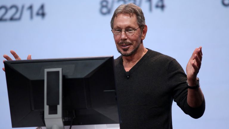 Oracle's Executive Chairman of the Board and Chief Technology Officer Larry Ellison gestures while giving a demonstration during his keynote address at Oracle OpenWorld in San Francisco, California September 30, 2014. REUTERS/Robert Galbraith