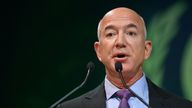 FILE PHOTO: Amazon founder Jeff Bezos speaks during the UN Climate Change Conference (COP26) in Glasgow, Scotland, Britain, November 2, 2021. Paul Ellis/Pool via REUTERS/File Photo
