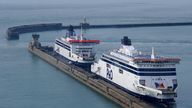 The P&O Ferries vessel Spirit of Britain (right) moored at the Port of Dover in Kent, following its detention after the Maritime and Coastguard Agency (MCA) said Spirit of Britain is not being allowed to sail after an inspection identified several safety issues. Picture date: Wednesday April 13, 2022.
