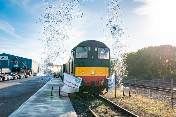 The inaugural Humber Express - a new service linking Port of Immingham with IPort Rail at Doncaster - leaves the DFDS terminal laden with containers.