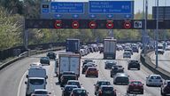 Traffic jams on the M3 near Egham, Surrey on Friday