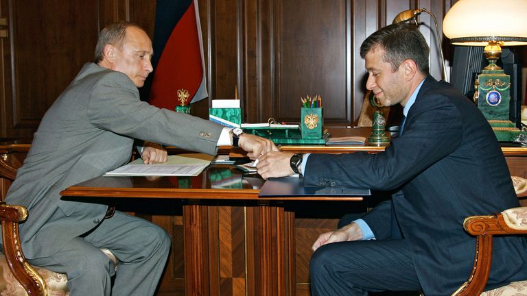 Russian President Vladimir Putin meets with Chukotka region governor and owner of Chelsea soccer club Roman Abramovich in Moscow. Russian President Vladimir Putin (R) meets with Chukotka region governor and owner of Chelsea soccer club Roman Abramovich in the Moscow Kremlin, May 27, 2005. At the beginning of the meeting, Abramovich noted that the region's gross product grew by 400% and the average salary reached 19,000 rubles during his term in office.