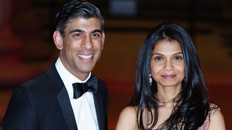 Chancellor of the Exchequer Rishi Sunak alongside his wife Akshata Murthy attend a reception to celebrate the British Asian Trust at the British Museum, in London. Picture date: Wednesday February 9, 2022.
