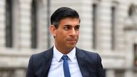 British Chancellor of the Exchequer Rishi Sunak walks near the Treasury building in London, Britain, May 3, 2022. REUTERS/Toby Melville
