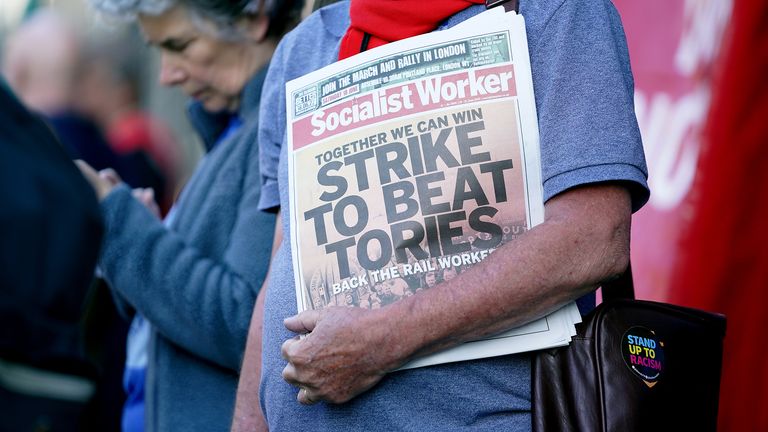 Striking rail staff form a picket at Nottingham Train Station, as members of the Rail, Maritime and Transport union begin their nationwide strike in a bitter dispute over pay, jobs and conditions. Picture date: Tuesday June 21, 2022.