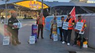 Rail workers were also seen on a picket line in front of Birmingham's New Street Station. Pic: @socialistworker