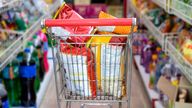 Snack packs in shopping cart at supermarket. Pic: iStock