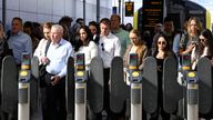 Passengers arrive during the morning rush-hour, ahead of a planned national strike by rail workers, at Waterloo Station, in London, Britain, June 20, 2022. REUTERS/Toby Melville
