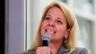 SpaceX President and Chief Operating Officer Gwynne Shotwell introduces the first four NASA astronauts assigned to fly on board the Crew Dragon SpaceX spacecraft at SpaceX headquarters in Hawthorne, California, U.S. August 13, 2018. REUTERS/Mike Blake
