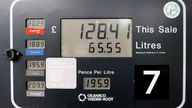 Increased petrol and diesel prices are pictured on a display board at the Esso filling station with a total of £128.41 in Newcastle-under-Lyme, Staffordshire, Britain, June 9, 2022. REUTERS/Carl Recine
