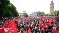 People gathered for a rally in Parliament Square