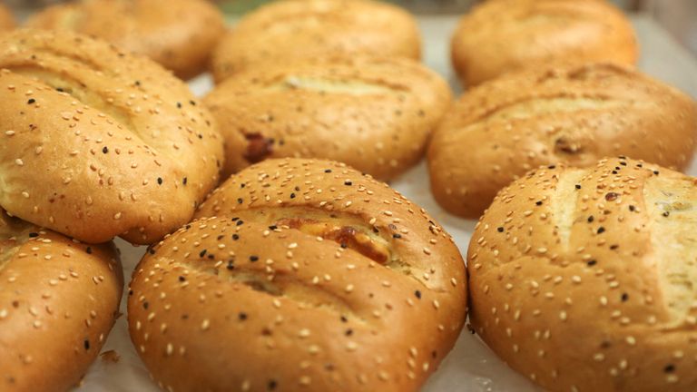 Fresh pieces of bread are displayed for sale at a bakery in Beirut, Lebanon March 8, 2022. REUTERS/Mohamed Azakir