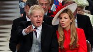 British Prime Minister Boris Johnson and his wife Carrie Johnson attend the National Service of Thanksgiving held at St Paul's Cathedral as part of celebrations marking the Platinum Jubilee of Britain's Queen Elizabeth, in London, Britain, June 3, 2022. REUTERS/Phil Noble/Pool
